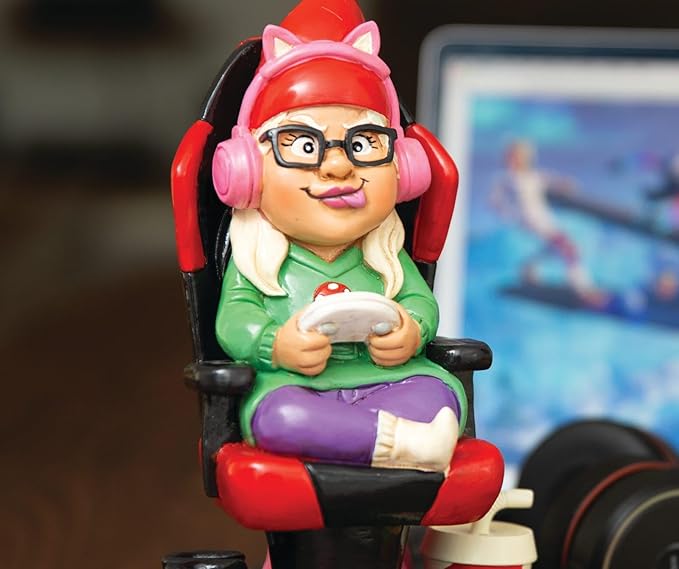 BigMouth Inc Gamer Garden Gnome Statue, Funny Outdoor Lawn Yard Figurine Decor, Resin Gaming Character Sculpture, Adults Teens Gamers, Weather Resistant Novelty Yard Accent, Gaming Gift Decor