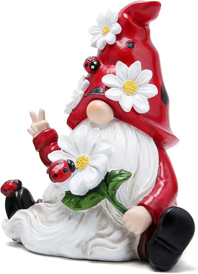 Hodao Ladybug Spring Gnomes Decorations for Home Table, Porch, Garden Yard Ladybug Elf Ornaments Decor Spring Gnome Figurines Decor for Outdoor Garden Birthday Gifts for Mom, Grandma