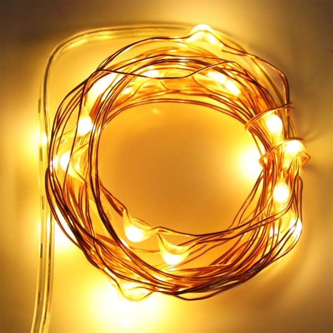 with Timer Function Battery Operated Dewdrop Led Lights,Mini Fairy Lights for Home Parties Christmas/Halloween Holiday Decoration,6 Hours on/18 Hours Off,30 LEDs,10 Feet (Warm White, 2)