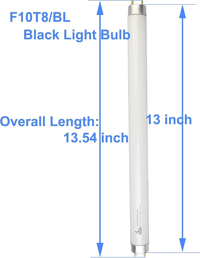 BL T8 F10W Replacement Bulbs for Aspectek, LiBa 20W Indoor Device, F10T8 BL365nm 10 Watt Tube G13, 13'' Linear Black Light Fluorescent Tube 2 Pack