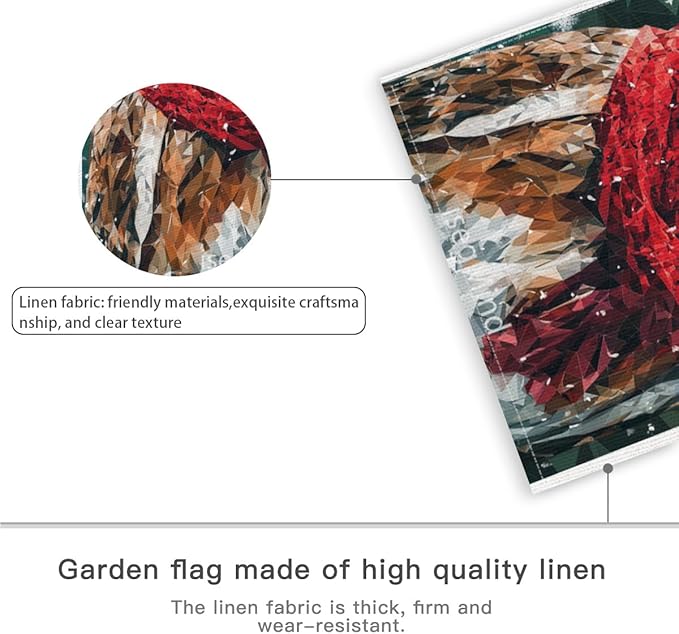 Owl with Red Scarf and Hat Snowflake Christmas Garden Flag, 28x40 Inch Double Sided Linen Holiday Red Winter Farmhouse Yard Outdoor Decoration (4333)