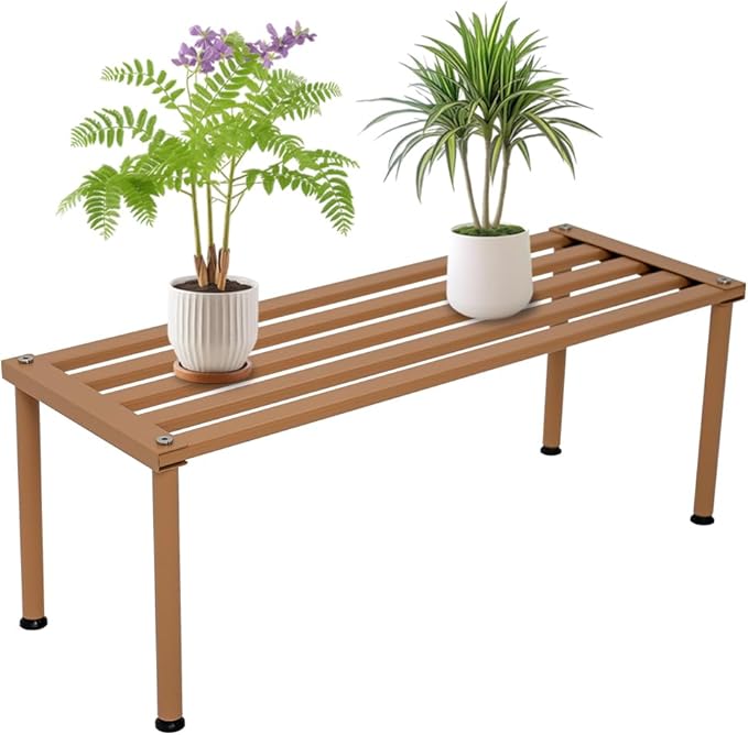 MultirackX Metal Plant Stand, Rust-proof Aluminum Display Rack, Plants Display Stands Decoration Racks for Living Room Garden Balcony Patio (Wood Color, 31.5Inch Tall Leg)