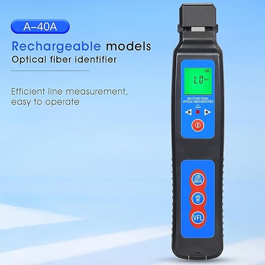 Rechargeable Live Fiber Optic identifier A-40A 800~1700nm wavelength Response Range,for 0.25 0.9 2.0 3.0mm, Single/Multi-Mode Universal, with LED Function and 1 FC-LC Adapter
