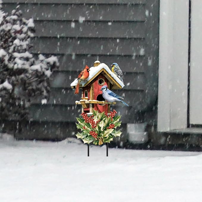 Briarwood Lane Winter Birdhouse Gathering Metal Art