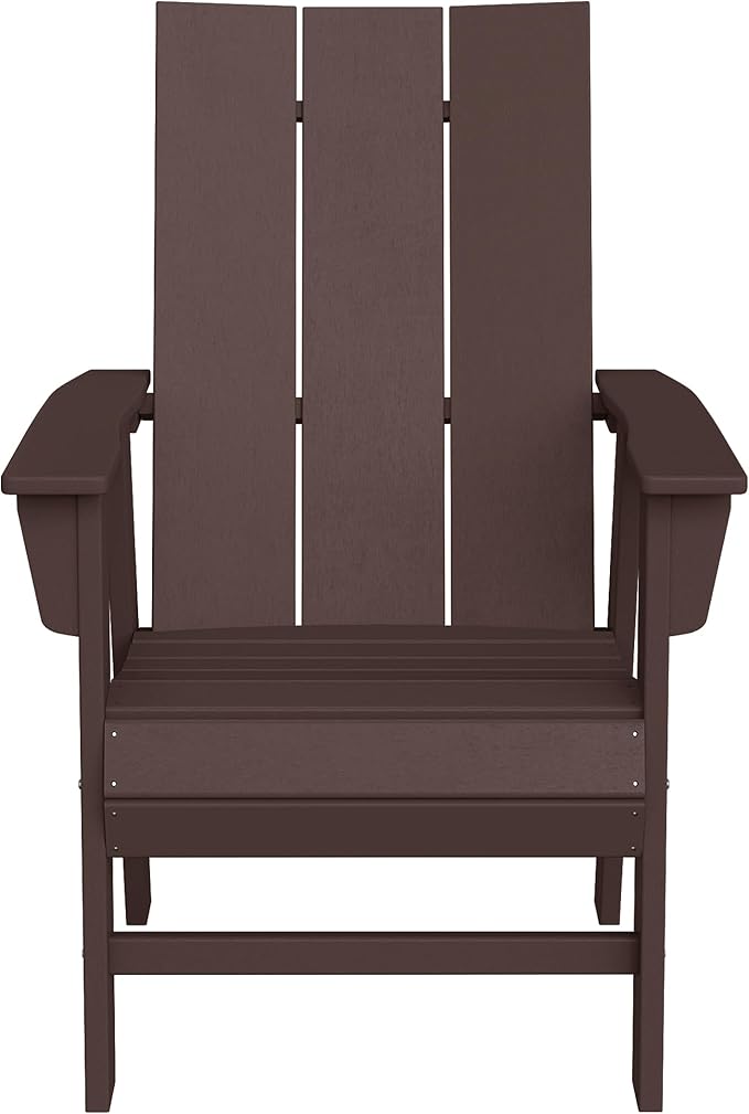 WestinTrends Ashore Outdoor Patio HDPE Plastic Modern Adirondack Dining Chair Dark Brown