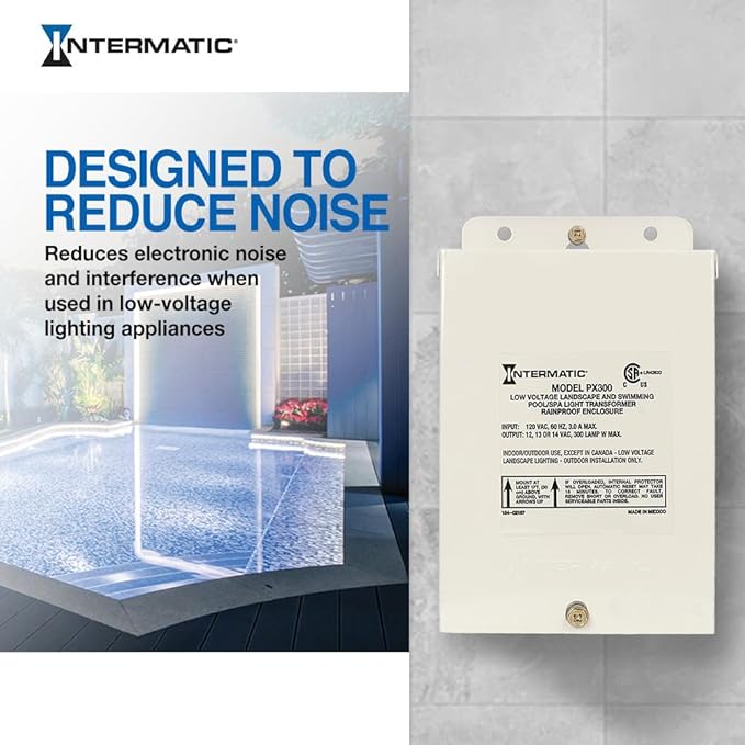 Intermatic | PX300 300W Pool Light Transformer 12V, 13V, 14V - Supply for Pool/Spa Lights, Submersible Fixtures, Landscape Lights - Enhanced Safety, Circuit Protection, Beige - Stainless Steel