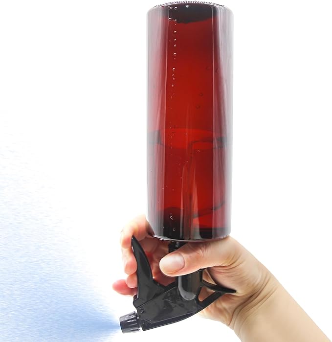 OFFIDIX 360° Water Spray Bottle 2 Pack 16 oz Continuous Plastic Empty Spray Bottles Mister for Hair,Cleaning,Plants,Upside Down,Fine Mist and Stream Setting,Amber