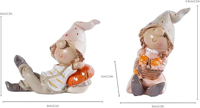 2-Piece Garden Gnome Couple Resin Statues - Outdoor Patio & Lawn Decor, Indoor Home Ornament, Whimsical Gnome Figurines, Ideal Gift for Parents & Friends