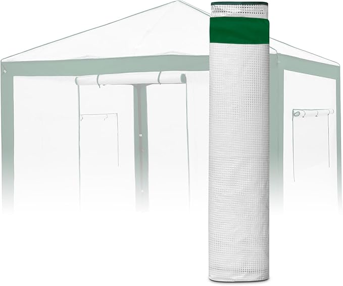 EAGLE PEAK Replacement Cover for 10x10 Pop up Greenhouse with Polyester Reinforced Corners, Front and Rear Roll-Up Zipper Entry Doors and 2 Large Roll-Up Side Windows (Frame Not Included), Green/White