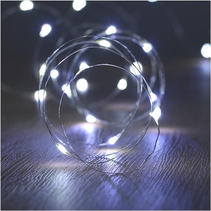Fairy Lights Battery Operated, 10Feet 30 LED String Lights Indoor Outdoor, Starry Twinkle Light for Wedding Party Christmas Table Decorations, Cold White Bluish（AA Batteries not Included）