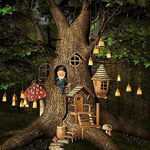 Jetec 2 Pcs Gnome Statue Christmas Elf Out The Door Tree Hugger Garden Yard Peeker Art Xmas Tree Sculpture Gnome Decoration Outdoor for Xmas Gifts Patio Yard Lawn Porch Ornament(Fresh Style)