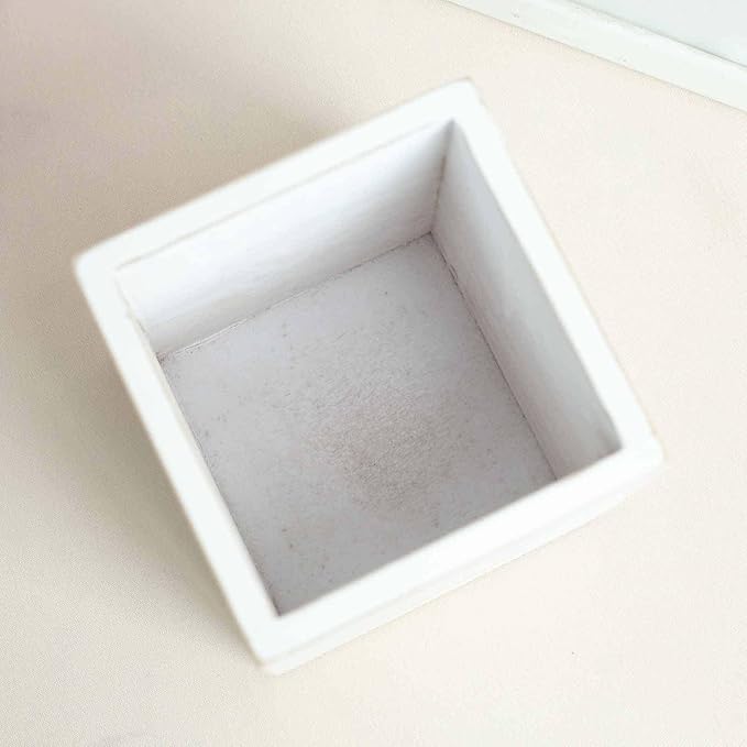 Efavormart 2-Pack 5"x5" Whitewash Wood Planter Boxes with Plastic Liners, DIY Rustic Square Wooden Boxes for Succulents, Table Centerpieces and Wedding Party Decor