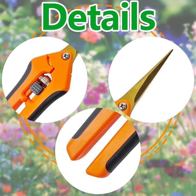HAISHANG 2Pack Pruning Shears, 6.5 Inch Garden Shears, Gardening Scissors with Titanium Coated Curved Precision Blades for Trimming Plant, Herb, Flower, Hedge, Rose, Bonsai