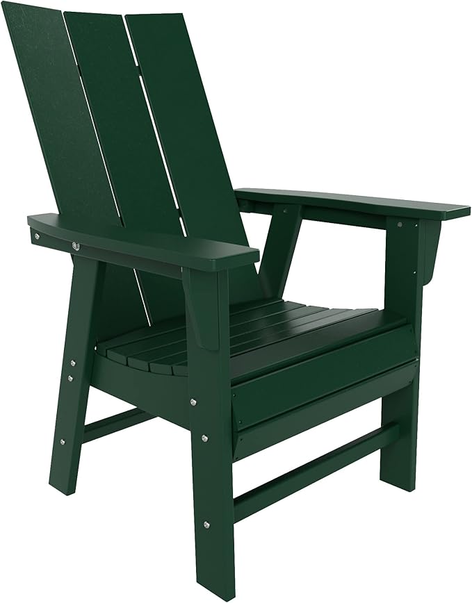 WestinTrends Ashore Outdoor Patio HDPE Plastic Modern Adirondack Dining Chair Dark Green