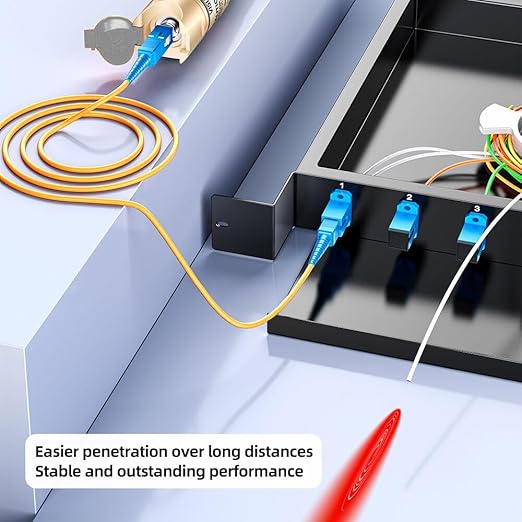 Visual Fault Locator,80-100KM Fiber Optic Cable Tester Meter, VFL Red Light Pen Light Source Testers (Golden)