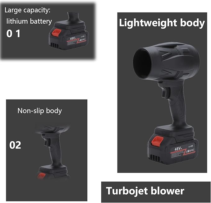 Turbo Jet Blower - Cordless Leaf Blower - Designed to be Lightweight and Portable for Easy Portability - 23,000 RPMs Fast Snow Removal, Leaf Removal, Drying Cars, fueling Grills and More!