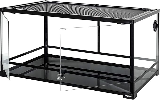 REPTI ZOO 50 Gallon Reptile Glass Terrarium Tank Double Hinge Door with Screen Ventilation Large Reptile Terrarium 36" x 18" x 18"(Knock-Down)