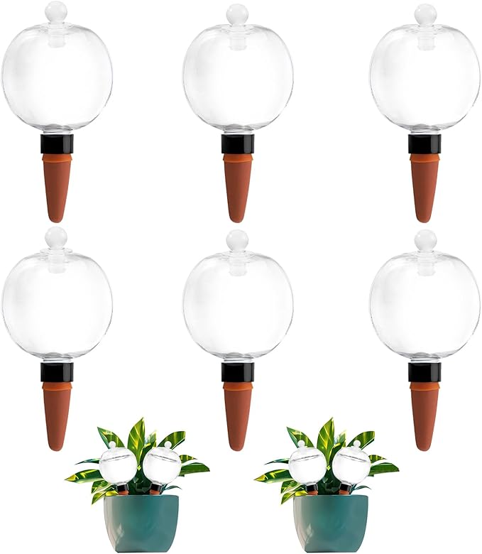 6 Pack Plant Watering Globes with Covers 17oz Self Watering Planter Insert Indoor/Outdoor Plant Watering Devices for Automatic Drip Irrigation