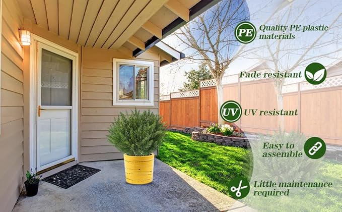 15.7" Christmas Fake Shrubs, Artificial Cedar Ball Tree Plant, 2 Packs of Fake Cedar Outdoor shrubs with Ground Spike, UV Resistant Fake shrubs, Used for Indoor and Outdoor Front Porch Gardens