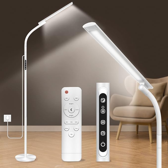 Sozapooty Light Therapy Lamp,10000 Lux Happy Therapy Light, Floor Sun Therapy Lamp with Remote & Touch Control & Adjustable Gooseneck for Reading/Office/Home