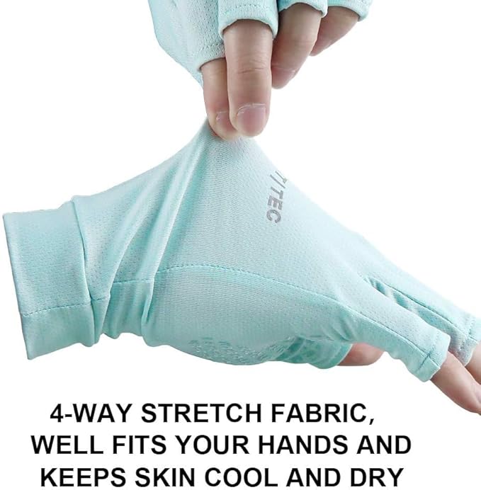 Unisex UV Protective Fingerless Gloves UPF 50+ Summer Sun Glove for Outdoor Fishing Cycling Hiking Driving Kayaking