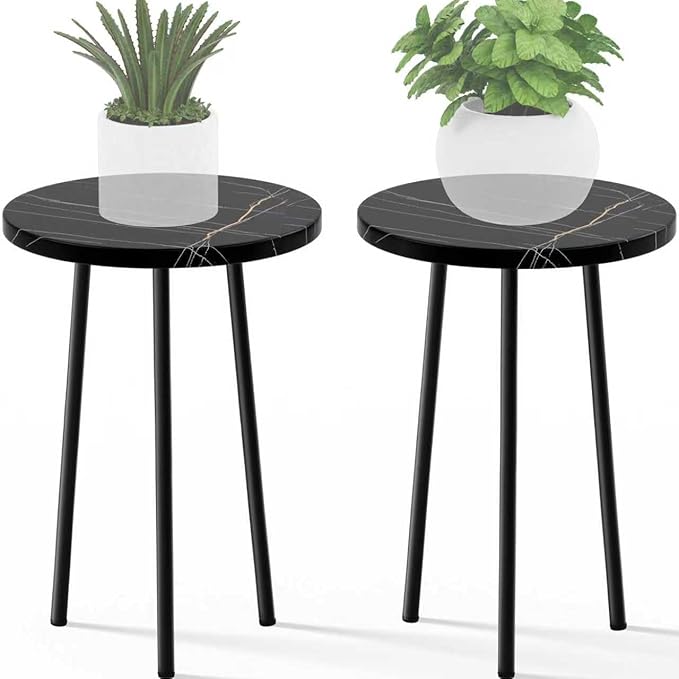 SAKSUN Plant Stand Indoor 2 Pack: Tall Plant Stand 20 Inch Convertible Multi-purpose Flowers Holder - Small Round Side End Table Mid Century Modern Decor - Plant Table for Home Decor