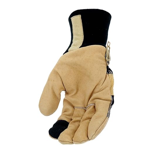 West Chester Premium Grain Pigskin Leather Palm Work Gloves, Winter Weather Gloves, Durable, Tan/Black, Large, (97900/L)