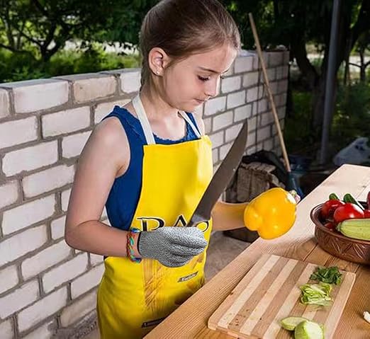 2 Pairs Cut Resistant Gloves for Kids 4-6 Years, Level 5 Protection Cutting Gloves Food Grade for Cooking, Whittling, Wood Carving, Gardening and DIY(Green-XXXS)