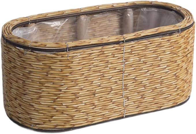 Rattan Flower Basket, Wicker Woven Planter with Plastics Liner, Hand Woven Basket Planter, Desktop Flower Pot for Bathrooms Kitchens Home Office