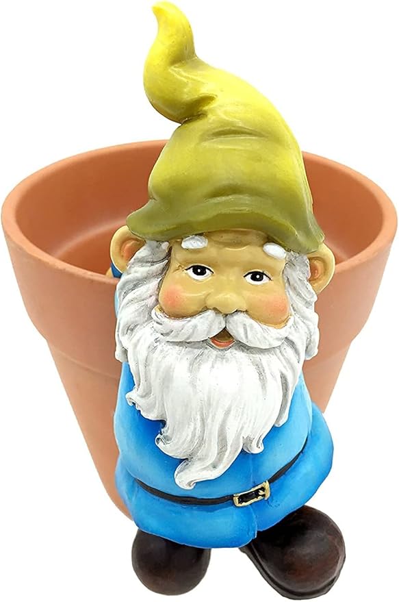 Garden Gnome Flower Pot and Vase Perchers Sitters Clingers Hangers -Set of 4