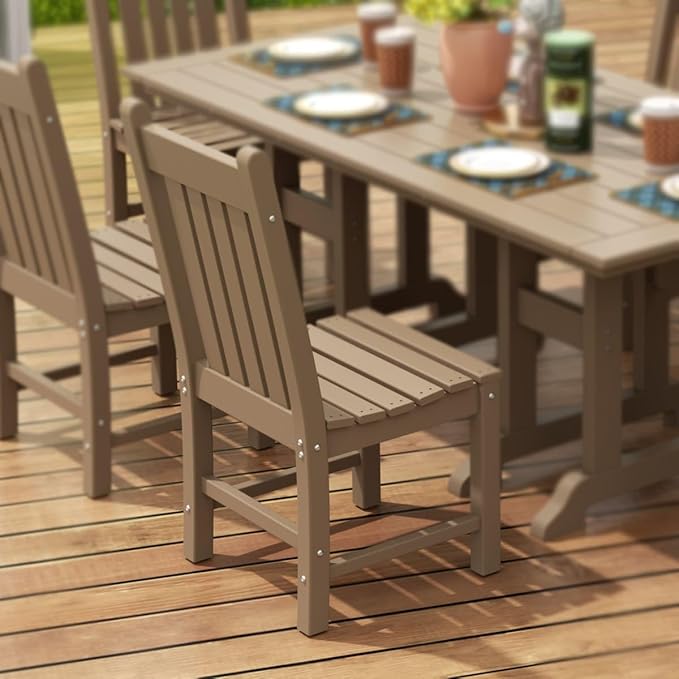 WestinTrends Malibu HDPE Outdoor Armless Patio Dining Chair Weathered Wood
