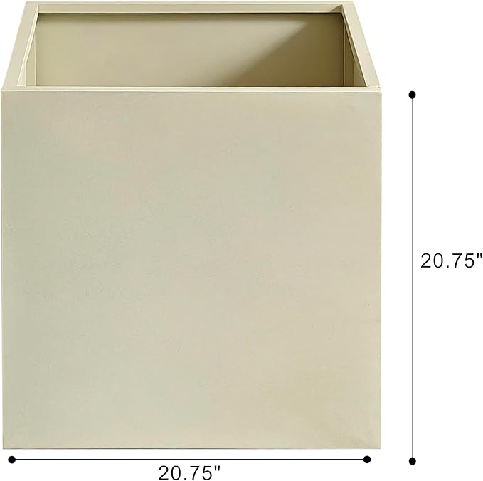 ARNIS Metal Planter Box, 20.75" Lx20.75 Wx20.75 H Large Square Indoor Outdoor Planters Cube, Galvanized Steel Heavy Duty Flower Pot with Drainage for Tall Plants, Trees, Flowers (Sand)
