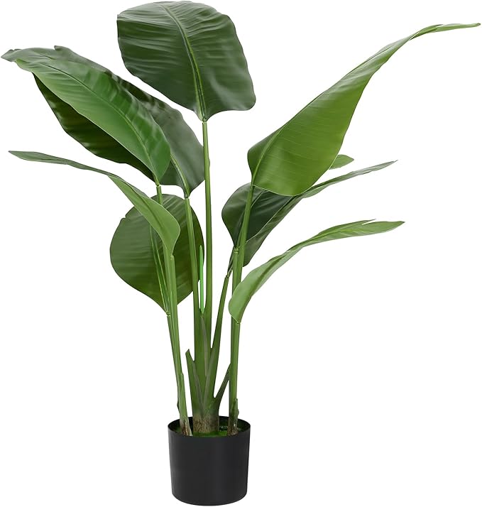 WC WAH CHUN Artificial Bird of Paradise Plant Fake Tropical Palm Tree for Indoor Outdoor, Perfect Faux Plants for Home Garden Office Store Decoration (H 120cm)