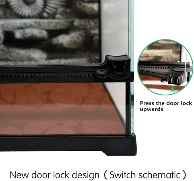 Waazoorep Mini Reptile Glass Terrarium Tank 8"x8"x12“ Full View with Front Opening Door and Enclosure Habitat Cage for Leopard Gecko Tarantula Young Lizard Hermit Crab Frog Insects Breeding Tank