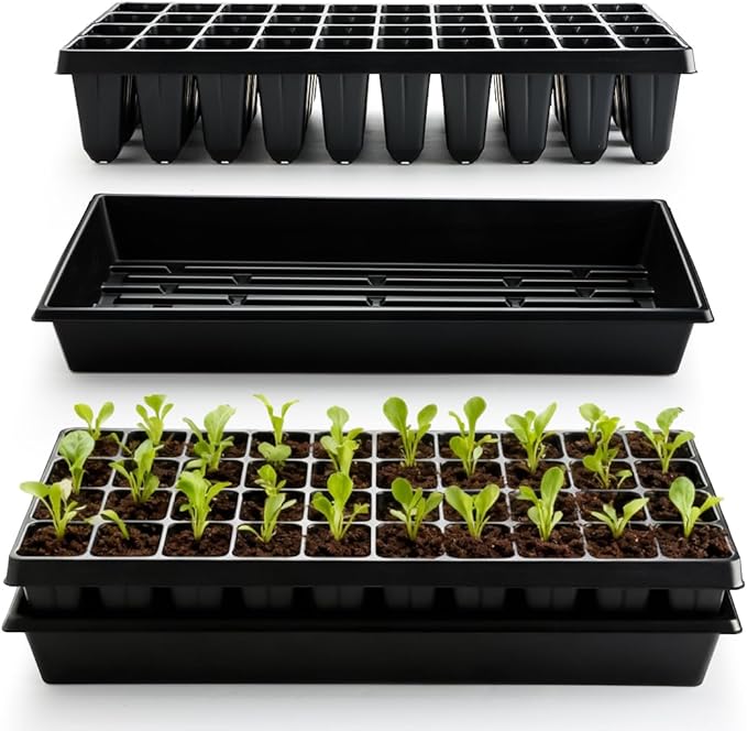 10 Pack 1020 Seed Starter Trays and 10 Pcs 40 Cell Plug Trays, Thick Durable Seedling Plastic Nursery Tray for TD542 1020 Tray Germination (10 Sets)