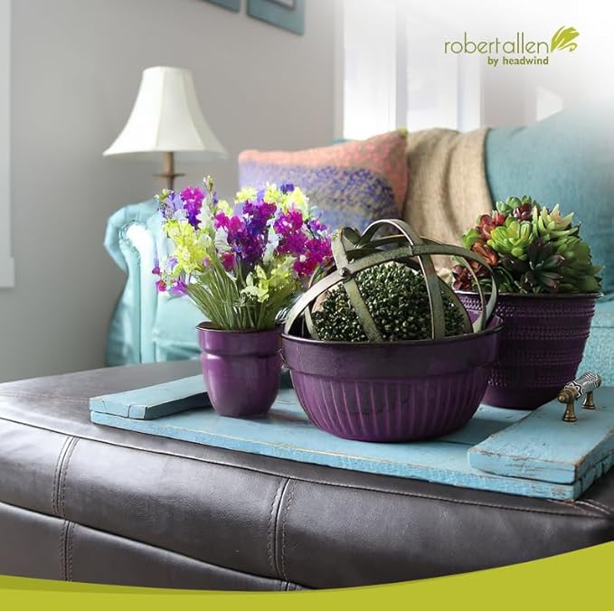 Headwind Glazed Ironstone Boutique Collection Cascade Bowl Plant Pot – Plum Color 8 Inch Pot for Indoor Plants - Planters for Indoor Plants - Ideal Succulent Planters by Robert Allen