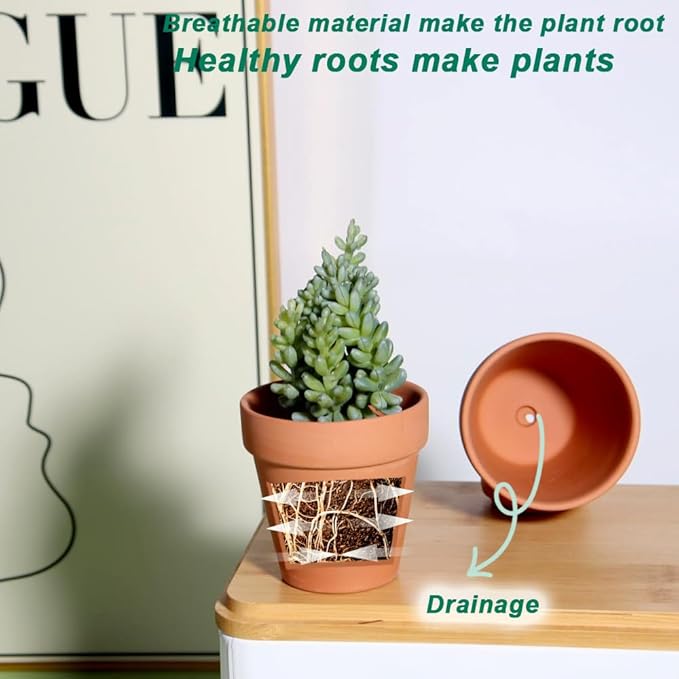 vensovo 2.5 Inch Small Terracotta Pots - 12 Pack Terra Cotta Terra Cotta Pot with Drainage, Clay Ceramic Pottery Planter for Indoor/Outdoor Plants, Crafts, Wedding Favor