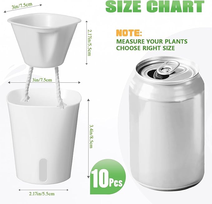 FYRIXONE 10 Pack 3 Inch Self Watering Pots for Indoor Plants - Plastic Planters with Water Level Indicator & Vent Holes - Self Watering Planters Pots for Succulents, Herbs