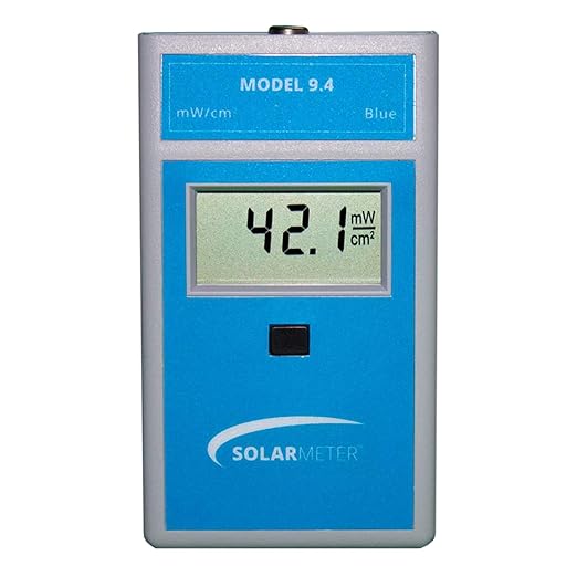 Solarmeter Model 9.4 Visible Blue Light Meter, Handheld Digital Radiometer and Light Bulb Tester for Measuring Blue Light for Aquarium Lamps, Acne & Bilirubin Phototherapy, 0-199.9 mW/cm²
