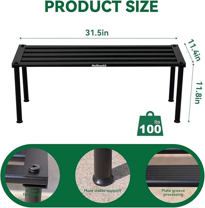 MultirackX Metal Plant Stand, Rust-proof Aluminum Display Rack, Plants Display Stands Decoration Racks for Living Room Garden Balcony Patio (Black, 31.5Inch Tall)
