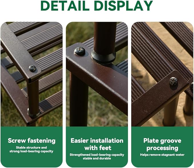 MultirackX Metal Plant Stand, Rust-proof Aluminum Display Rack, Plants Display Stands Decoration Racks for Living Room Garden Balcony Patio (Ebony, 31.5Inch Tall Leg)