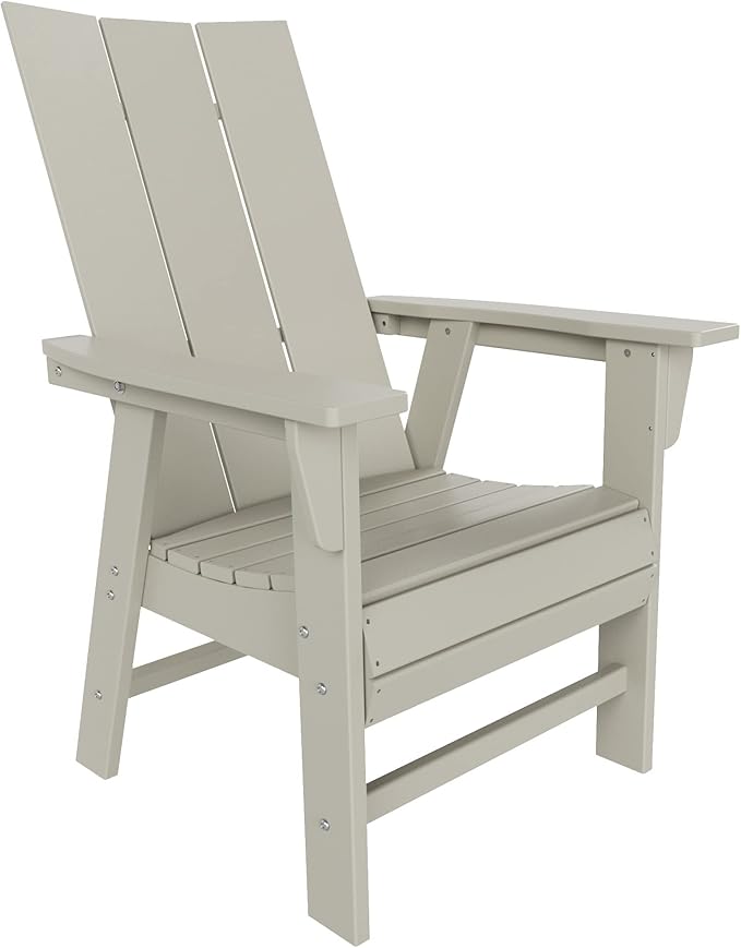 WestinTrends Ashore Outdoor Patio HDPE Plastic Modern Adirondack Dining Chair Sand