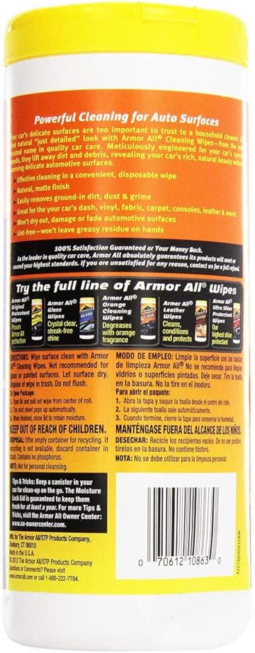Armor All Interior Cleaner Wipes - Car, Truck & Motorcycle, 25 Count (Pack of 2)
