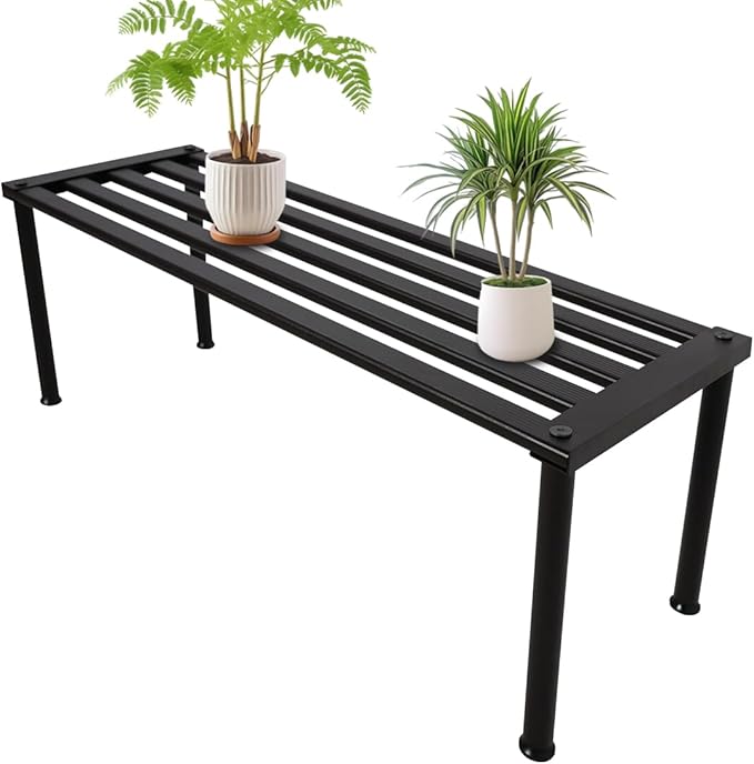 MultirackX Metal Plant Stand, Rust-proof Aluminum Display Rack, Plants Display Stands Decoration Racks for Living Room Garden Balcony Patio (Ebony, 31.5Inch Tall Leg)