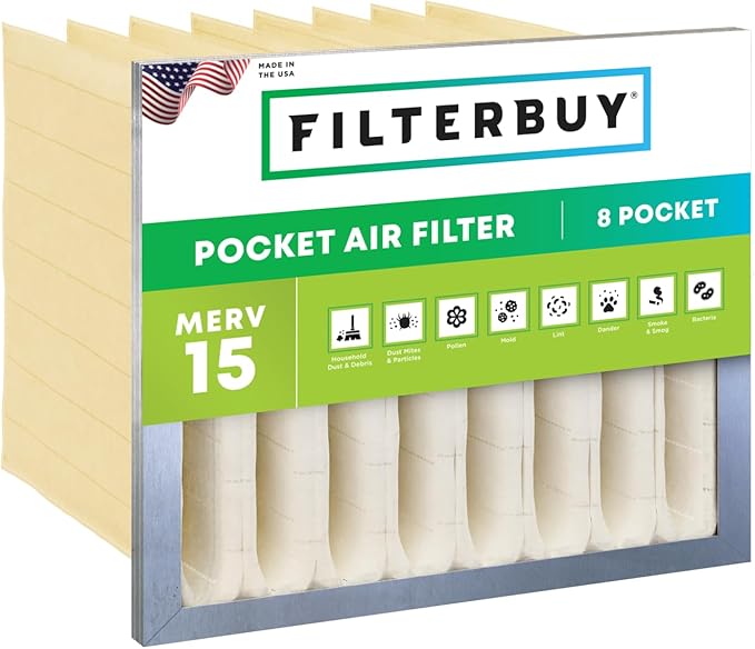Filterbuy 12x24x12 Air Filter No Header (3-Pack), Rigid Cell Box Filters HVAC (Actual Size: 11.38 x 23.38 x 11.38)