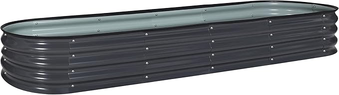 BlueWish Galvanized Raised Garden Bed, 11.1” H Raised Planter Box with Rubber Strip, 9-in-1 Modular, Bottomless Metal Raised Garden Bed for Vegetable, Hub, Flower