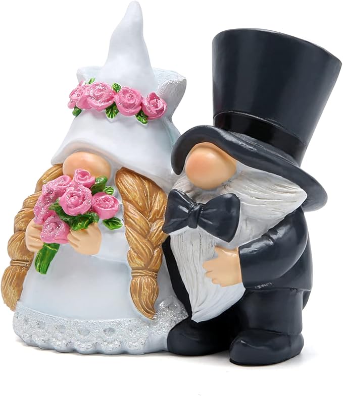 Hodao Couple Gnome Decoration Handmade Couple Scandinavian Elf Ornaments Wedding Celebration Figurines Decor Sweet Anniversary Day Home Table Decor