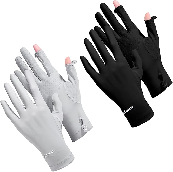 Loopeer 2 Packs Women Sun Protection Driving UV Gloves Full Finger Touchscreen Non Slip Breathable Summer Outdoor Gloves