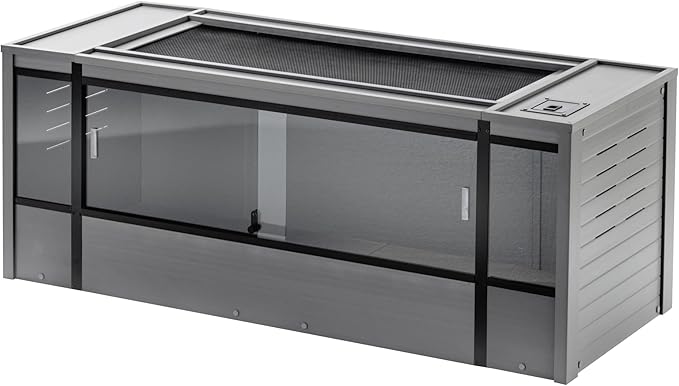 New Age Pet ECOFLEX 60" Wide X-Large Reptile Habitat, Mojave Lounge for Snakes, Tortoises & Lizards in Maple, Black & Grey, Easy Assembly, Sliding Glass Doors & Mesh Top