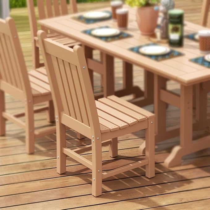 WestinTrends Malibu HDPE Outdoor Armless Patio Dining Chair Teak